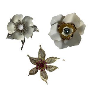 Sarah Coventry Brooch Flower Set Vintage 60s 70s Rose Costume Jewelry Vtg